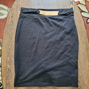 Drama Gold Black Bodycon Pencil Skirt With Attached Gold Buckle Size Women's XL